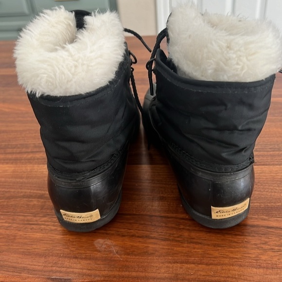 Eddie Bauer Sorel Womens Black Lace Fur Up Snow Boots Size US 7 - Like New - Picture 2 of 10